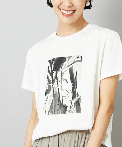 MICHEL KLEIN（ミッシェル・クラン）の「[大人気商品]フォトTシャツ WEB限定カラー（Tシャツ/カットソー・レディース・ホワイト/グレー/チャコールグレー/カーキ・40/38）」の2枚目の写真