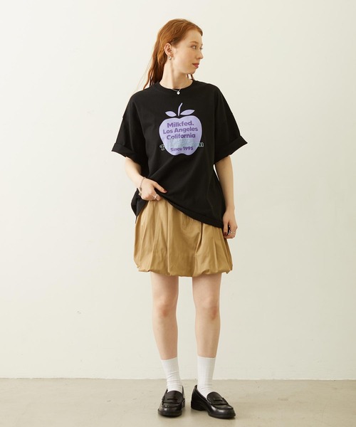 MILKFED.(ミルクフェド)の「APPLE EMBROIDERY S/S TEE(Tシャツ/カットソー・レディース・オフホワイト/ピンク/ブラック・L/M)」の7枚目の写真