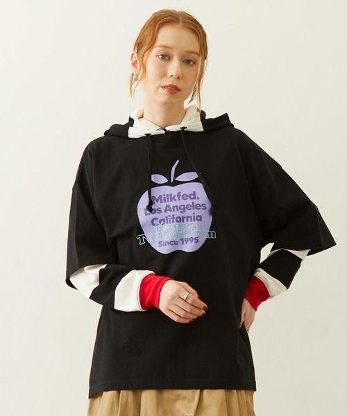 MILKFED.(ミルクフェド)の「APPLE EMBROIDERY S/S TEE(Tシャツ/カットソー・レディース・オフホワイト/ピンク/ブラック・L/M)」の8枚目の写真