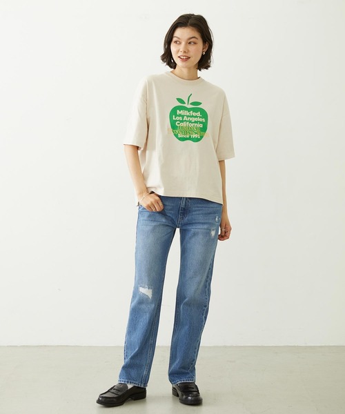 MILKFED.(ミルクフェド)の「APPLE EMBROIDERY S/S TEE(Tシャツ/カットソー・レディース・オフホワイト/ピンク/ブラック・L/M)」の14枚目の写真