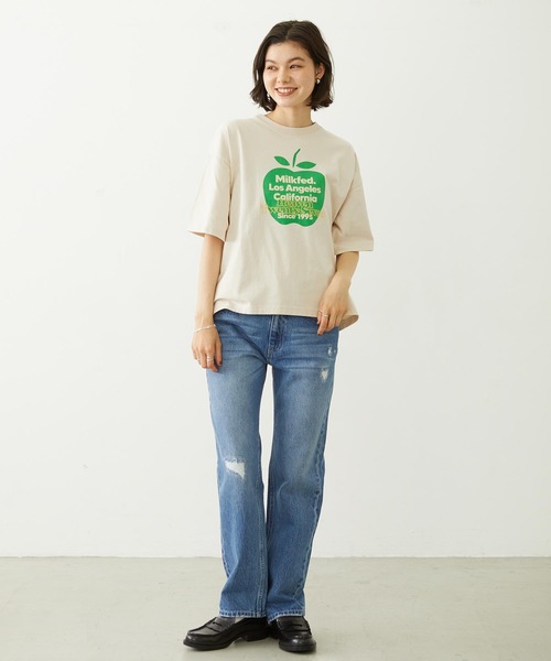 MILKFED.(ミルクフェド)の「APPLE EMBROIDERY S/S TEE(Tシャツ/カットソー・レディース・オフホワイト/ピンク/ブラック・L/M)」の15枚目の写真