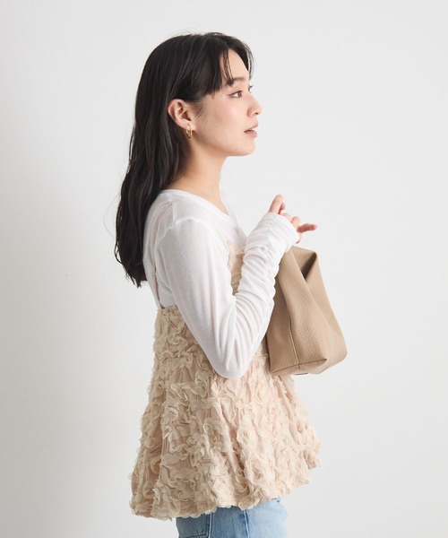 Futier land(フューティアランド)の「花ジャガードペプラムキャミトップス(キャミソール・レディース・ピンク/ホワイト・FREE)」の13枚目の写真