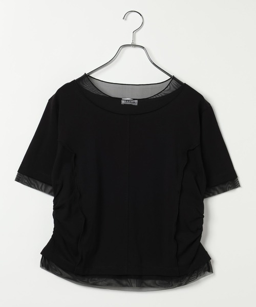 LEPSIM(レプシィム)の「チュール切り替えシャーリングT 687297(Tシャツ/カットソー・レディース・ブラック/ライトイエロー/オフホワイト・FREE)」の3枚目の写真