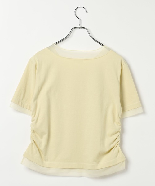 LEPSIM(レプシィム)の「チュール切り替えシャーリングT 687297(Tシャツ/カットソー・レディース・ブラック/ライトイエロー/オフホワイト・FREE)」の6枚目の写真