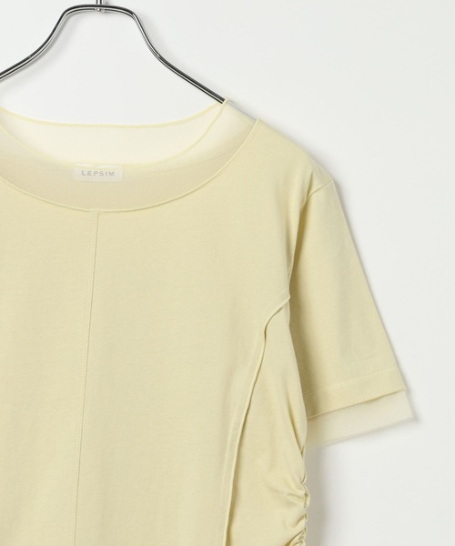 LEPSIM(レプシィム)の「チュール切り替えシャーリングT 687297(Tシャツ/カットソー・レディース・ブラック/ライトイエロー/オフホワイト・FREE)」の8枚目の写真