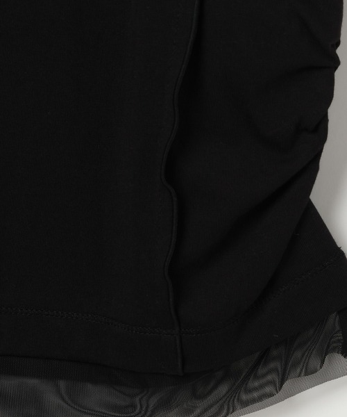 LEPSIM(レプシィム)の「チュール切り替えシャーリングT 687297(Tシャツ/カットソー・レディース・ブラック/ライトイエロー/オフホワイト・FREE)」の4枚目の写真