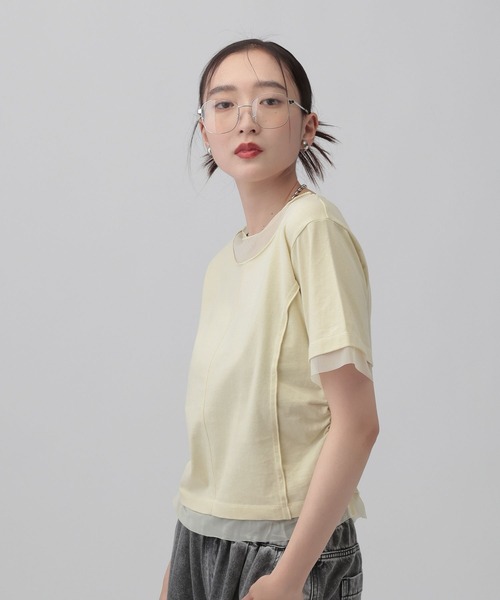 LEPSIM(レプシィム)の「チュール切り替えシャーリングT 687297(Tシャツ/カットソー・レディース・ブラック/ライトイエロー/オフホワイト・FREE)」の19枚目の写真