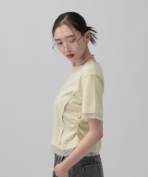 LEPSIM(レプシィム)の「チュール切り替えシャーリングT 687297(Tシャツ/カットソー・レディース・ブラック/ライトイエロー/オフホワイト・FREE)」の20枚目の写真