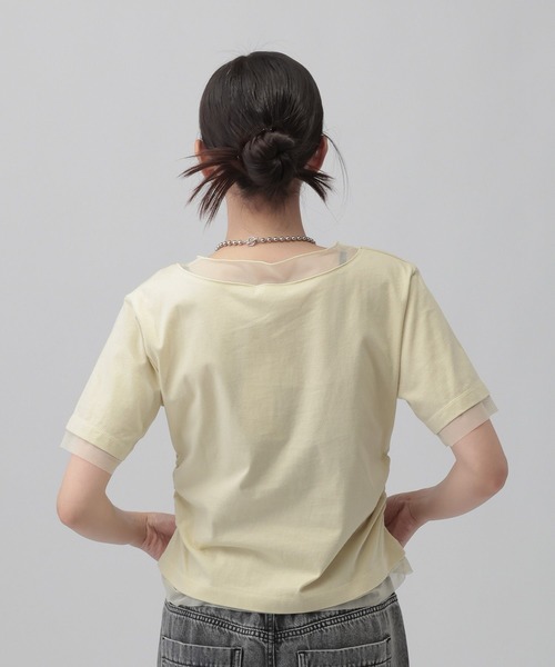 LEPSIM(レプシィム)の「チュール切り替えシャーリングT 687297(Tシャツ/カットソー・レディース・ブラック/ライトイエロー/オフホワイト・FREE)」の21枚目の写真