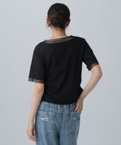 LEPSIM(レプシィム)の「チュール切り替えシャーリングT 687297(Tシャツ/カットソー・レディース・ブラック/ライトイエロー/オフホワイト・FREE)」の14枚目の写真