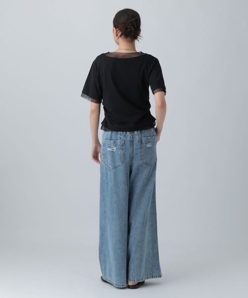 LEPSIM(レプシィム)の「チュール切り替えシャーリングT 687297(Tシャツ/カットソー・レディース・ブラック/ライトイエロー/オフホワイト・FREE)」の17枚目の写真