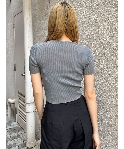MURUA（ムルーア）の「プレートハーフスリーブラメニット　夏服（ニット/セーター・レディース・ブラック/アイボリー/ブルー/ネイビー・FREE）」の9枚目の写真