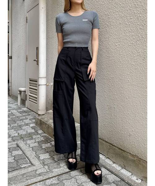 MURUA（ムルーア）の「プレートハーフスリーブラメニット　夏服（ニット/セーター・レディース・ブラック/アイボリー/ブルー/ネイビー・FREE）」の10枚目の写真