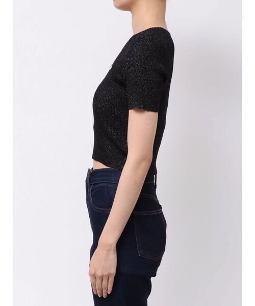 MURUA(ムルーア)の「プレートハーフスリーブラメニット 夏服(ニット/セーター・レディース・ブラック/アイボリー/ブルー/ネイビー・FREE)」の19枚目の写真