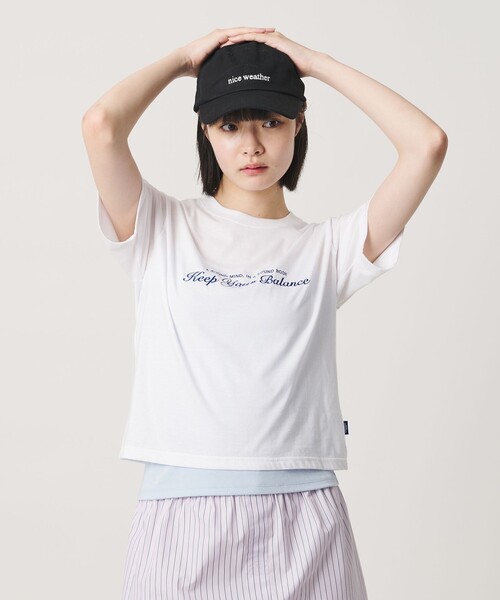 NICE WEATHER（ナイスウェザー）の「＜NICE WEATHER＞Keep Your Balance Tシャツ（Tシャツ/カットソー・レディース・ネイビー/ホワイト/ライトピンク・S/M）」の2枚目の写真