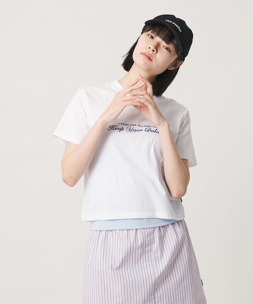 NICE WEATHER（ナイスウェザー）の「＜NICE WEATHER＞Keep Your Balance Tシャツ（Tシャツ/カットソー・レディース・ネイビー/ホワイト/ライトピンク・S/M）」の4枚目の写真