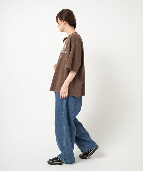 URCH RNA(アーチ アールエヌエー)の「M2659 ”猫とコーヒーどうですか”プリント半T(Tシャツ/カットソー・レディース・オフホワイト/チョコ/ブラック・FREE)」の18枚目の写真