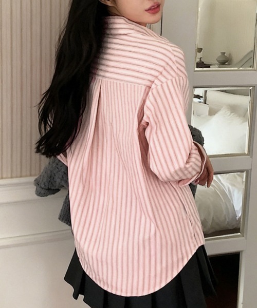 Miniministore(ミニミニストア)の「ストライプ 長袖シャツブラウスレディース(シャツ/ブラウス・レディース・ブルー/ピンク・M/L)」の11枚目の写真