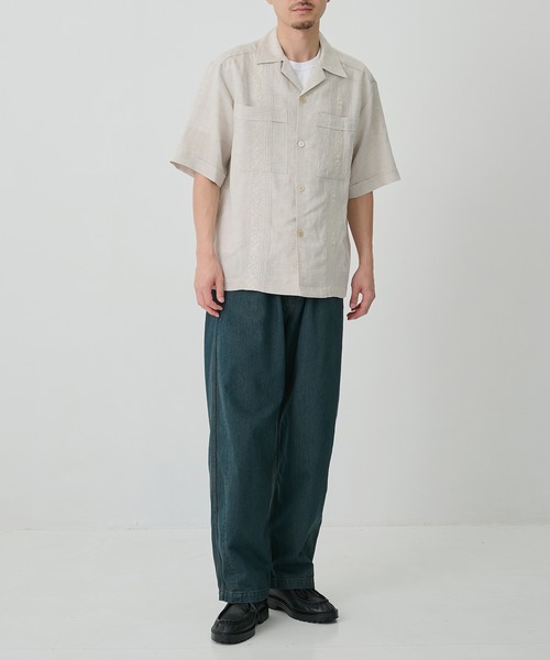 CITY TOKYO(シティトウキョウ)の「【CITY TOKYO/シティートーキョー】Linen cuba shirt(シャツ/ブラウス・メンズ・アイボリー/カーキ・2/1)」の4枚目の写真