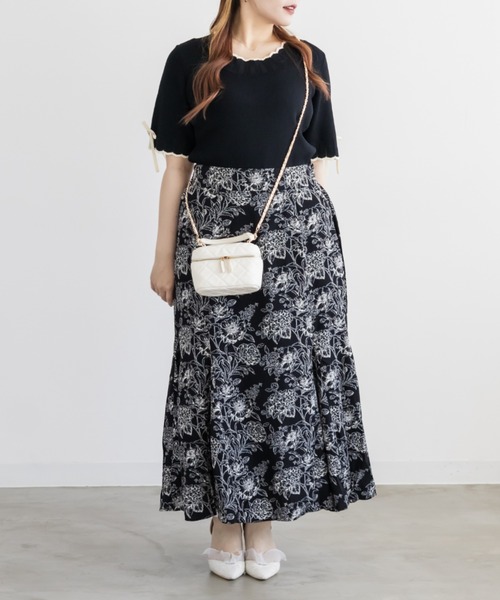 CLETTE（クレット）の「CLETTEオリジナルバイカラースカラップヘムリボンニット（ニット/セーター・レディース・ブラック/グリーン/チャコールグレー・4L/LL/3L）」の19枚目の写真