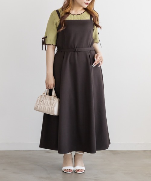 CLETTE（クレット）の「CLETTEオリジナルバイカラースカラップヘムリボンニット（ニット/セーター・レディース・ブラック/グリーン/チャコールグレー・4L/LL/3L）」の7枚目の写真