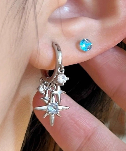 MASHIRO(マシロ)の「【MASHIRO】スターダストミックスドロップリングペアピアス(MA/EK612)(ピアス(両耳用)・レディース・シルバー・FREE)」の3枚目の写真