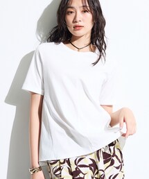 INDIVI | 【バックシャン】異素材ドッキングプルオーバー(Tシャツ/カットソー)