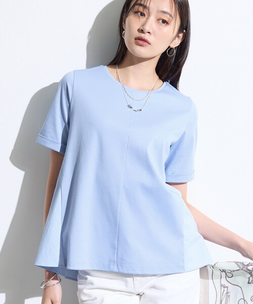 INDIVI（インディヴィ）の「【バックシャン】異素材ドッキングプルオーバー（Tシャツ/カットソー・レディース・ホワイト系7/オフホワイト/ブラック/サックスブルー・38/15 /13/34/05）」の4枚目の写真