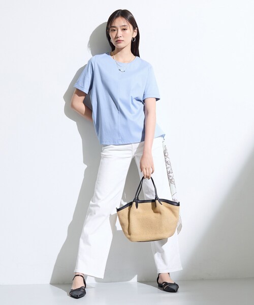 INDIVI（インディヴィ）の「【バックシャン】異素材ドッキングプルオーバー（Tシャツ/カットソー・レディース・ホワイト系7/オフホワイト/ブラック/サックスブルー・38/15 /13/34/05）」の19枚目の写真