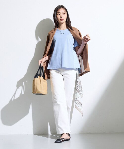 INDIVI（インディヴィ）の「【バックシャン】異素材ドッキングプルオーバー（Tシャツ/カットソー・レディース・ホワイト系7/オフホワイト/ブラック/サックスブルー・38/15 /13/34/05）」の20枚目の写真