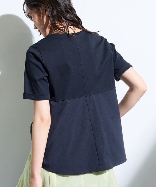 INDIVI（インディヴィ）の「【バックシャン】異素材ドッキングプルオーバー（Tシャツ/カットソー・レディース・ホワイト系7/オフホワイト/ブラック/サックスブルー・38/15 /13/34/05）」の11枚目の写真