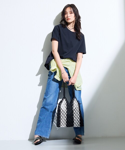 INDIVI（インディヴィ）の「【バックシャン】異素材ドッキングプルオーバー（Tシャツ/カットソー・レディース・ホワイト系7/オフホワイト/ブラック/サックスブルー・38/15 /13/34/05）」の12枚目の写真