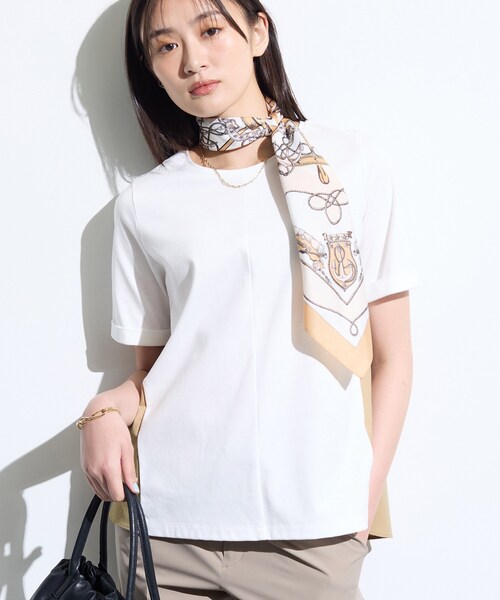 INDIVI（インディヴィ）の「【バックシャン】異素材ドッキングプルオーバー（Tシャツ/カットソー・レディース・ホワイト系7/オフホワイト/ブラック/サックスブルー・38/15 /13/34/05）」の14枚目の写真