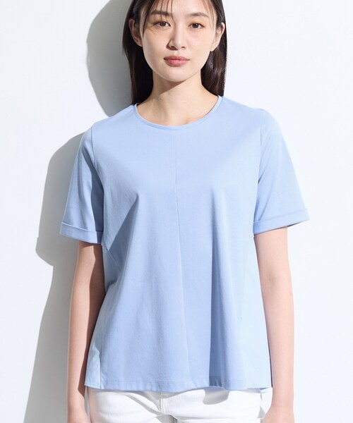 INDIVI（インディヴィ）の「【バックシャン】異素材ドッキングプルオーバー（Tシャツ/カットソー・レディース・ホワイト系7/オフホワイト/ブラック/サックスブルー・38/15 /13/34/05）」の8枚目の写真