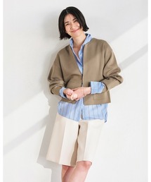 ミラノリブ・ノーカラージップブルゾン