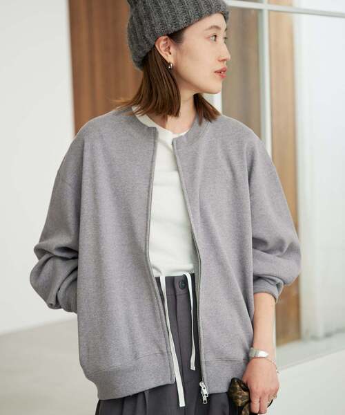 SLOBE IENA(スローブイエナ)の「《WEB限定/追加》ダブルZIP クルーネックカーディガン(カーディガン/ボレロ・レディース・チャコールグレー/グリーン/ベージュ/ブラック・FREE)」の7枚目の写真