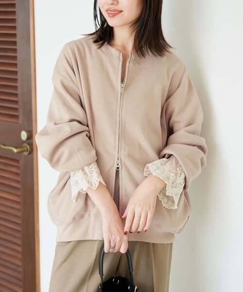 SLOBE IENA(スローブイエナ)の「《WEB限定/追加》ダブルZIP クルーネックカーディガン(カーディガン/ボレロ・レディース・チャコールグレー/グリーン/ベージュ/ブラック・FREE)」の14枚目の写真