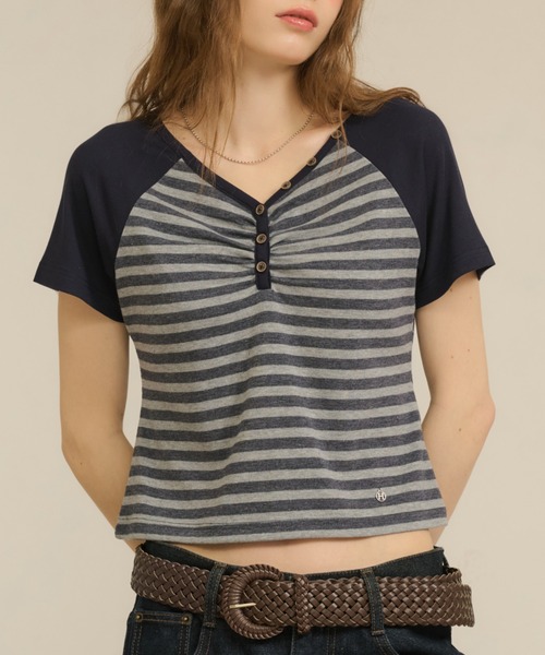 セール】Mixed Fabric Frill Tops/異素材コンビフリルトップス（T