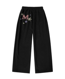 ピクセル M スター サイドタック ワイド スウェットパンツ ブラック