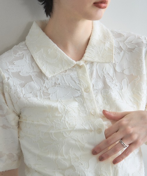 &. NOSTALGIA（アンドドットノスタルジア）の「花柄オパールカットソーシャツ（Tシャツ/カットソー・レディース・ブラック/アイボリー・FREE）」の6枚目の写真