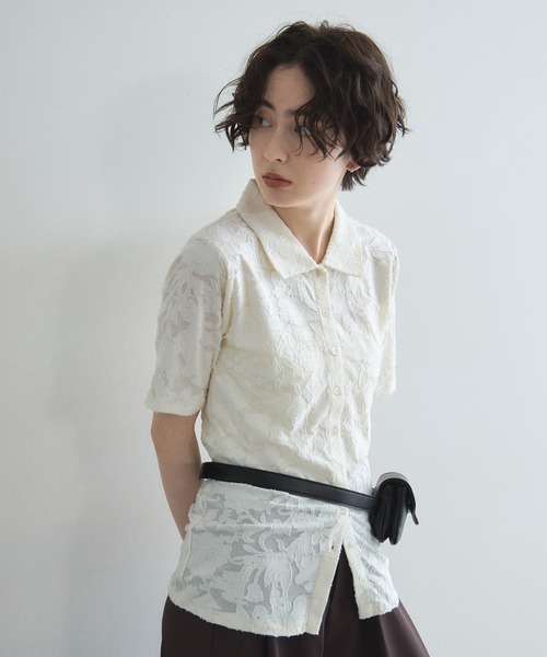 &. NOSTALGIA（アンドドットノスタルジア）の「花柄オパールカットソーシャツ（Tシャツ/カットソー・レディース・ブラック/アイボリー・FREE）」の7枚目の写真