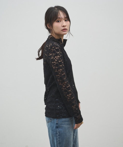 Shelly island（シェリーアイランド）の「2WAY起毛レーストップス（Tシャツ/カットソー・レディース・ホワイト/ブラック・FREE）」の12枚目の写真