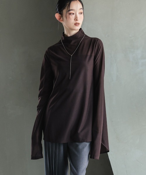 Callarus（カラルス）の「シアージャージーブラウス［Callarus］（シャツ/ブラウス・レディース・ブラウン/オフホワイト/ブラック・M/S/LL/L）」の19枚目の写真