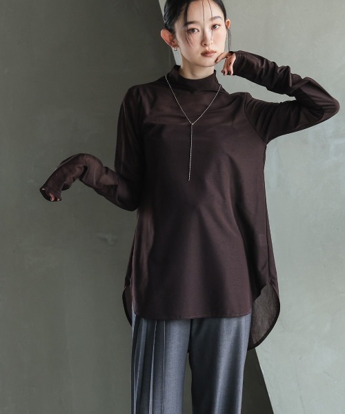 Callarus（カラルス）の「シアージャージーブラウス［Callarus］（シャツ/ブラウス・レディース・ブラウン/オフホワイト/ブラック・M/S/LL/L）」の16枚目の写真