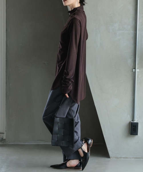 Callarus（カラルス）の「シアージャージーブラウス［Callarus］（シャツ/ブラウス・レディース・ブラウン/オフホワイト/ブラック・M/S/LL/L）」の20枚目の写真