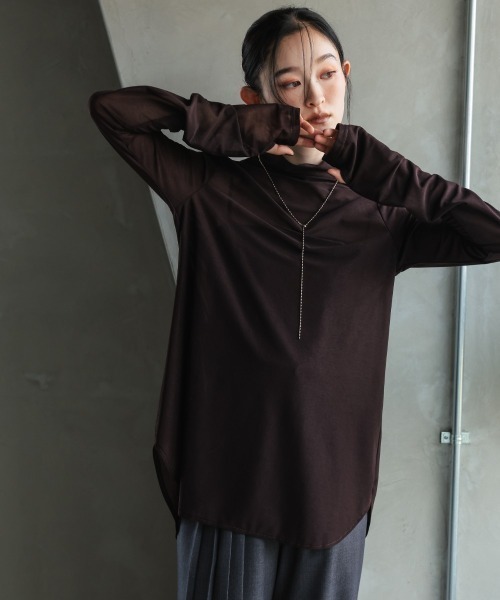 Callarus（カラルス）の「シアージャージーブラウス［Callarus］（シャツ/ブラウス・レディース・ブラウン/オフホワイト/ブラック・M/S/LL/L）」の21枚目の写真