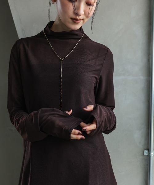 Callarus（カラルス）の「シアージャージーブラウス［Callarus］（シャツ/ブラウス・レディース・ブラウン/オフホワイト/ブラック・M/S/LL/L）」の22枚目の写真