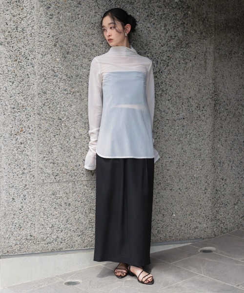 Callarus（カラルス）の「シアージャージーブラウス［Callarus］（シャツ/ブラウス・レディース・ブラウン/オフホワイト/ブラック・M/S/LL/L）」の9枚目の写真