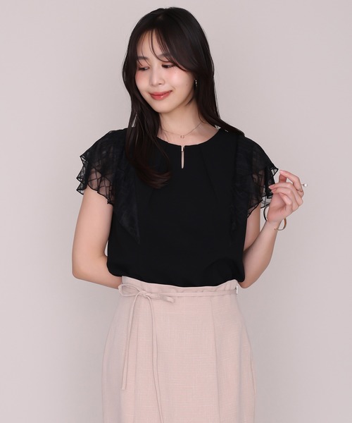 MISCH MASCH（ミッシュマッシュ）の「2026秋冬新作 金ホック幾何柄レースカットブラウス（シャツ/ブラウス・レディース・ホワイト/ブラック/ピンク・ﾌﾘ-）」の8枚目の写真