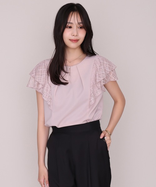 MISCH MASCH（ミッシュマッシュ）の「2026秋冬新作 金ホック幾何柄レースカットブラウス（シャツ/ブラウス・レディース・ホワイト/ブラック/ピンク・ﾌﾘ-）」の11枚目の写真